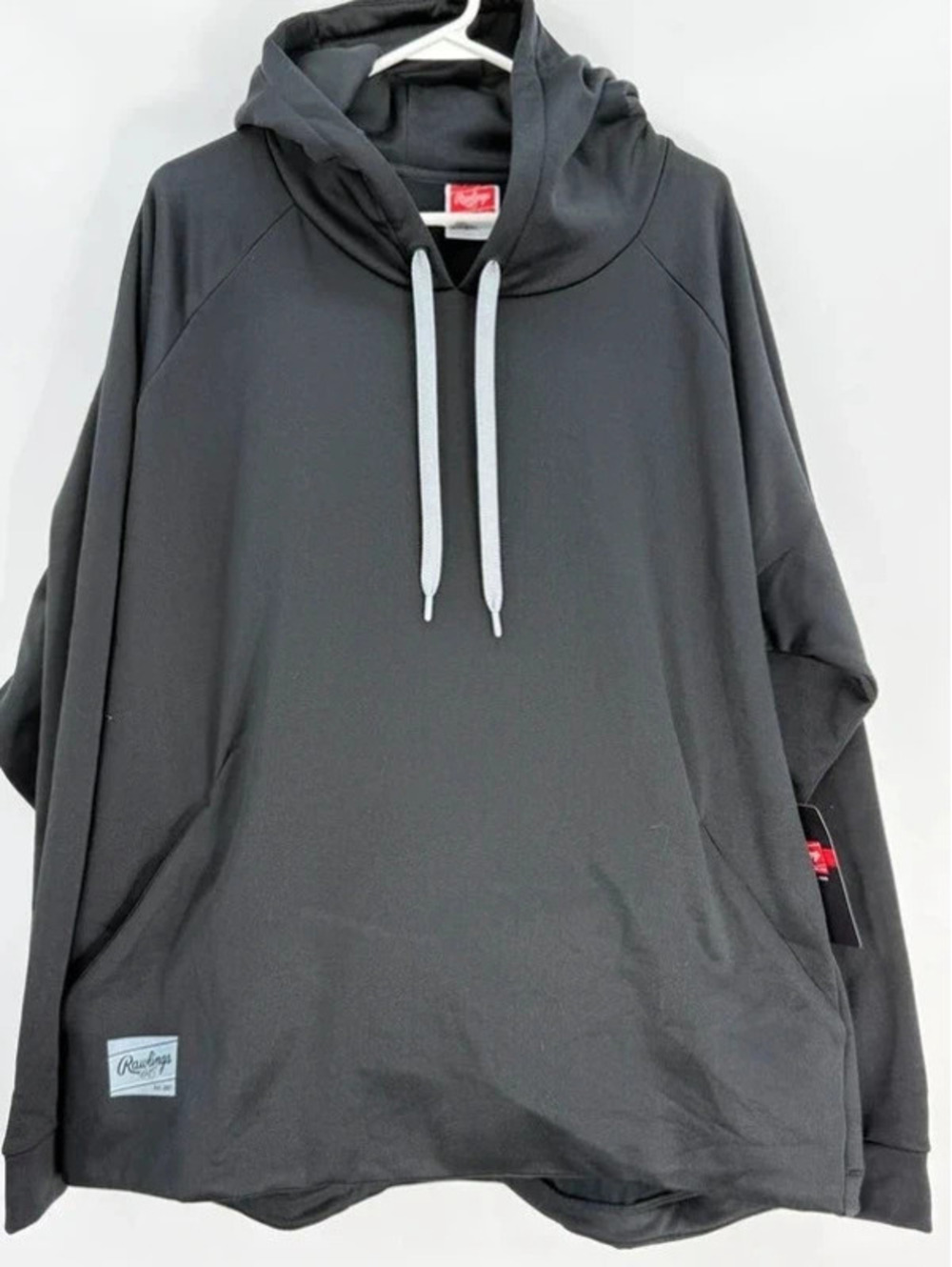 Rawlings Black Hoodie Sweatshirt with Front Pocket and Hood, Size 2XL